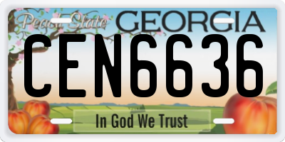 GA license plate CEN6636