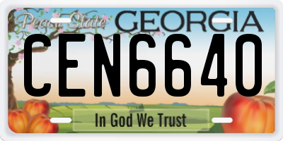GA license plate CEN6640