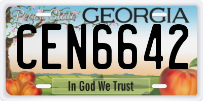 GA license plate CEN6642