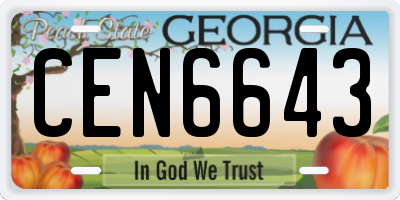 GA license plate CEN6643