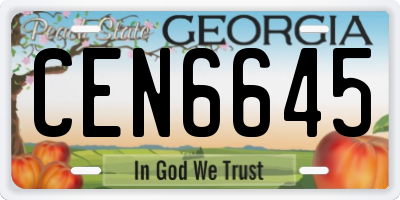 GA license plate CEN6645