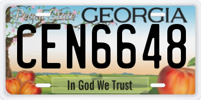 GA license plate CEN6648