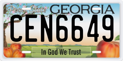 GA license plate CEN6649