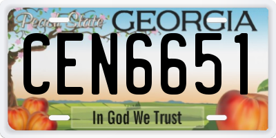 GA license plate CEN6651