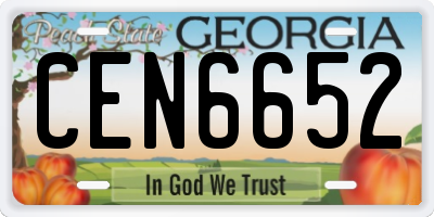 GA license plate CEN6652