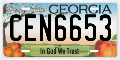 GA license plate CEN6653
