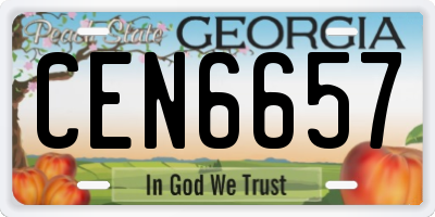 GA license plate CEN6657