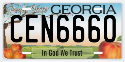 GA license plate CEN6660