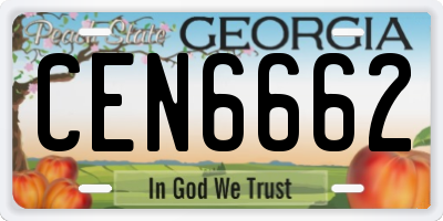 GA license plate CEN6662