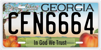 GA license plate CEN6664