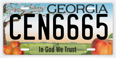 GA license plate CEN6665