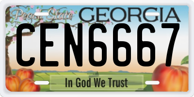 GA license plate CEN6667