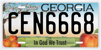 GA license plate CEN6668