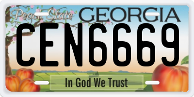 GA license plate CEN6669