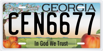 GA license plate CEN6677