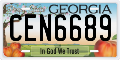 GA license plate CEN6689