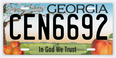 GA license plate CEN6692