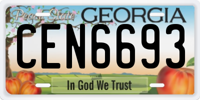 GA license plate CEN6693