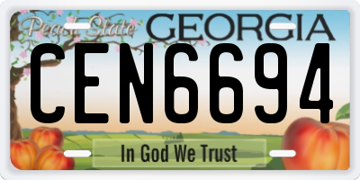 GA license plate CEN6694