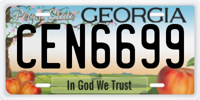 GA license plate CEN6699