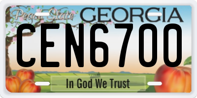 GA license plate CEN6700