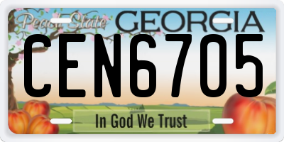 GA license plate CEN6705