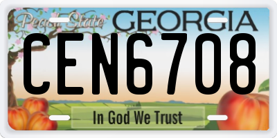 GA license plate CEN6708