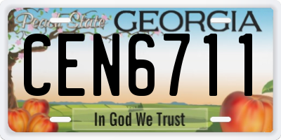 GA license plate CEN6711