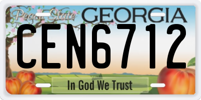 GA license plate CEN6712