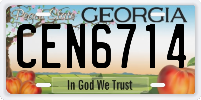GA license plate CEN6714