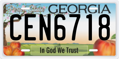 GA license plate CEN6718