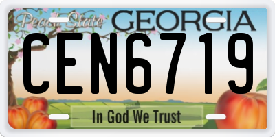 GA license plate CEN6719