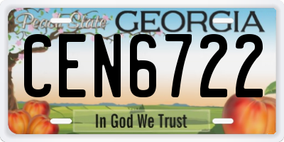 GA license plate CEN6722