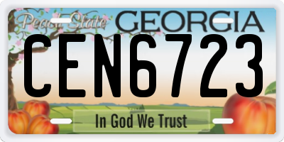GA license plate CEN6723