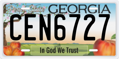 GA license plate CEN6727