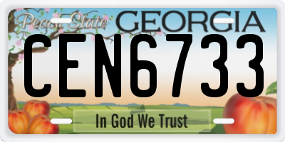 GA license plate CEN6733