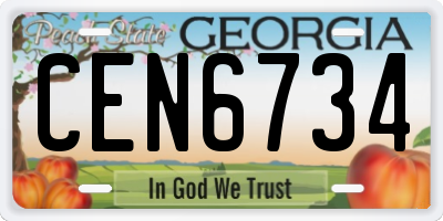 GA license plate CEN6734