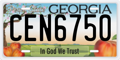 GA license plate CEN6750