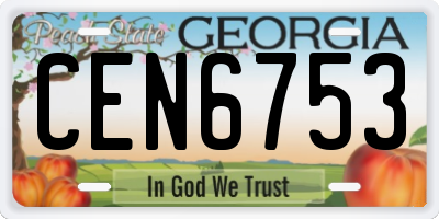 GA license plate CEN6753