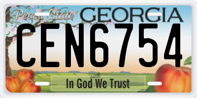 GA license plate CEN6754
