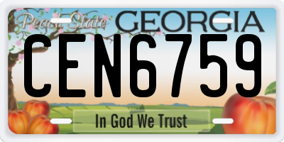 GA license plate CEN6759