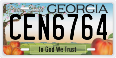 GA license plate CEN6764