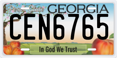 GA license plate CEN6765