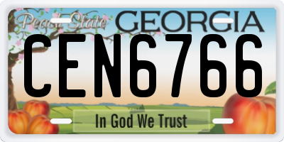 GA license plate CEN6766