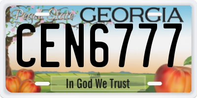 GA license plate CEN6777