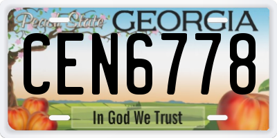 GA license plate CEN6778