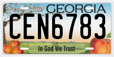 GA license plate CEN6783