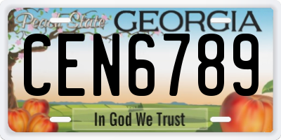 GA license plate CEN6789