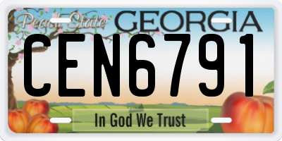 GA license plate CEN6791