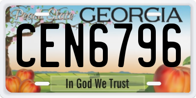 GA license plate CEN6796